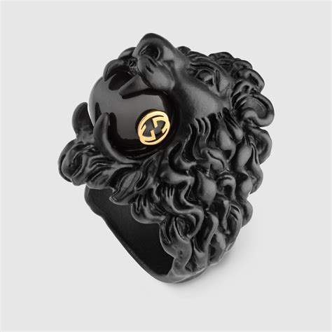 gucci ring lion head|gucci lion ring with pearl.